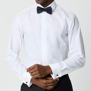 J.Crew Factory Thompson Tuxedo Shirt Black Tie Formal Modern CA998 White 16H 33
